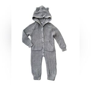 Jamie Kay Size 2 Years Gray Bear Ears Hooded Knit One Piece Jumpsuit Romper